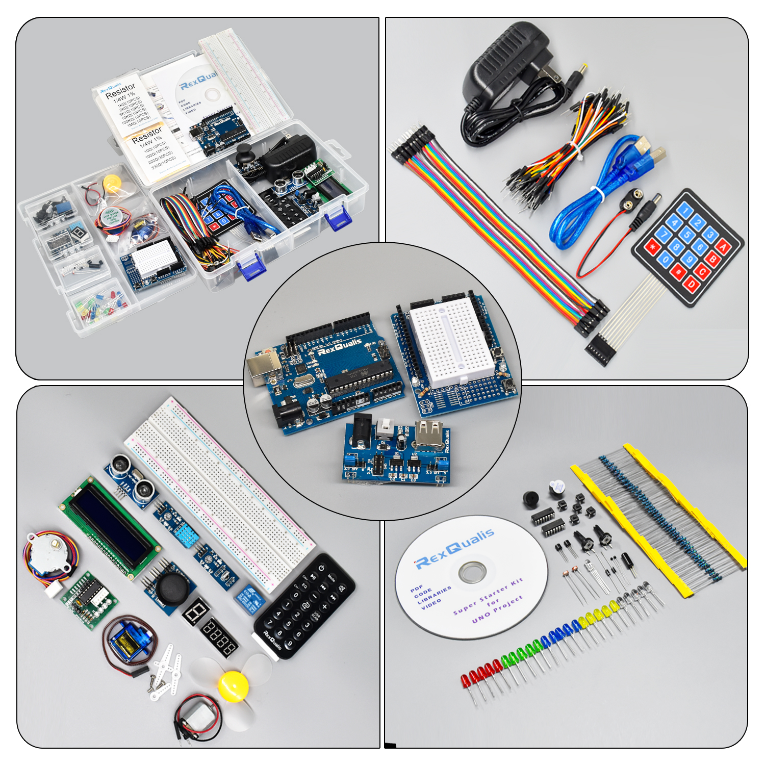 REXQualis Super Starter Kit based on Arduino UNO R3 with Tutorial and  Controller Board Compatible with Arduino IDE - Rexqualis  Industries,Ingenious & fun DIY electronics and kits